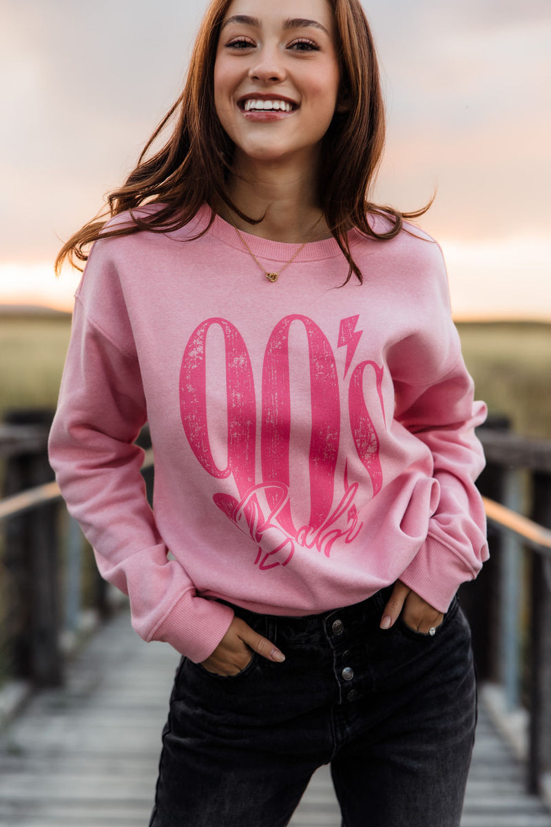 90's Babe PulloverSea Pink Love Olive Co