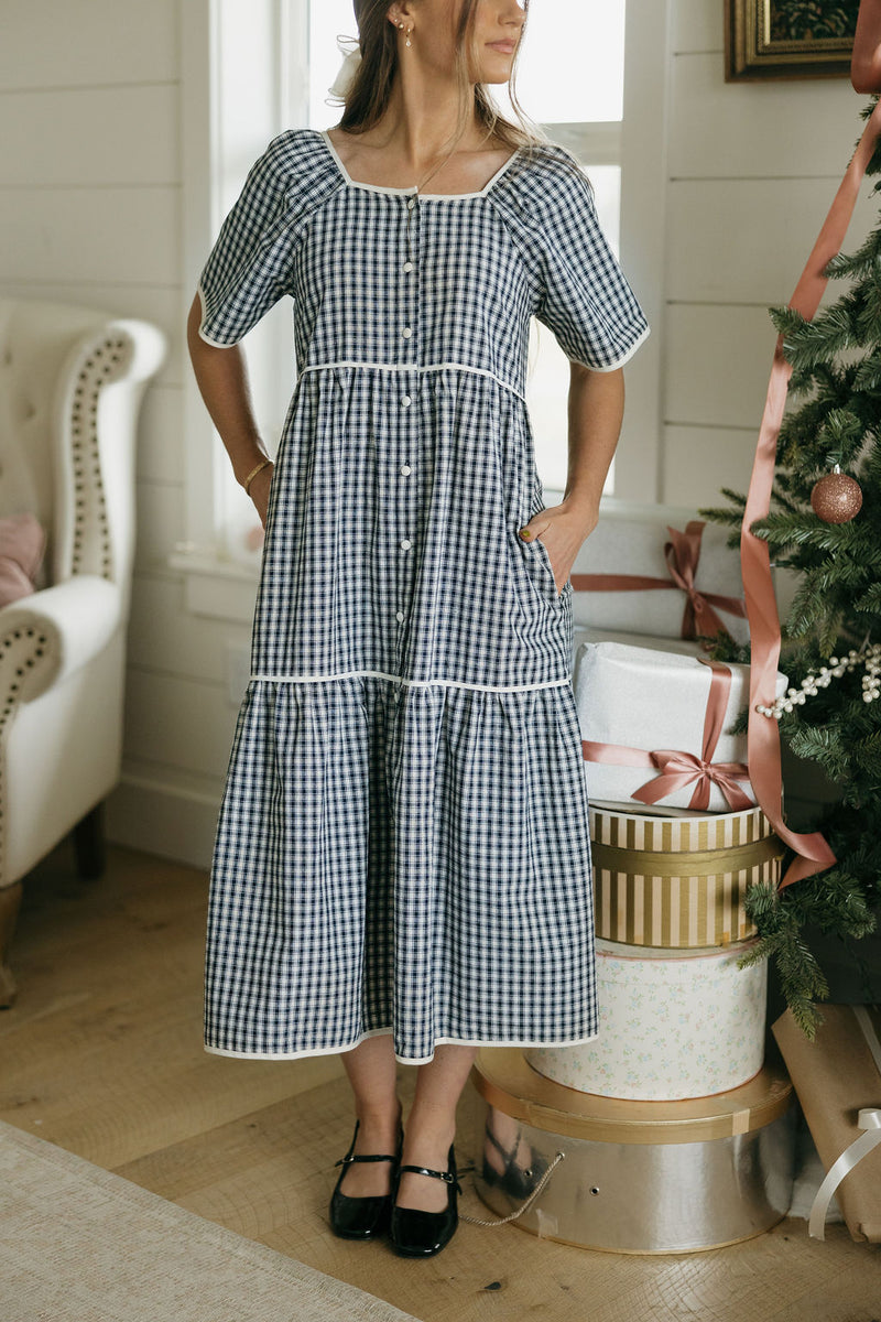 Hanna Dress-Navy Gingham – Love Olive Co