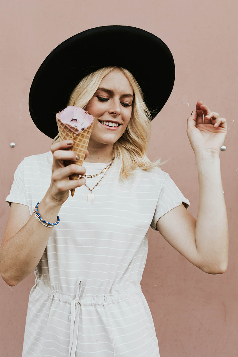 Love Olive Co. Audrey DressGrey/White