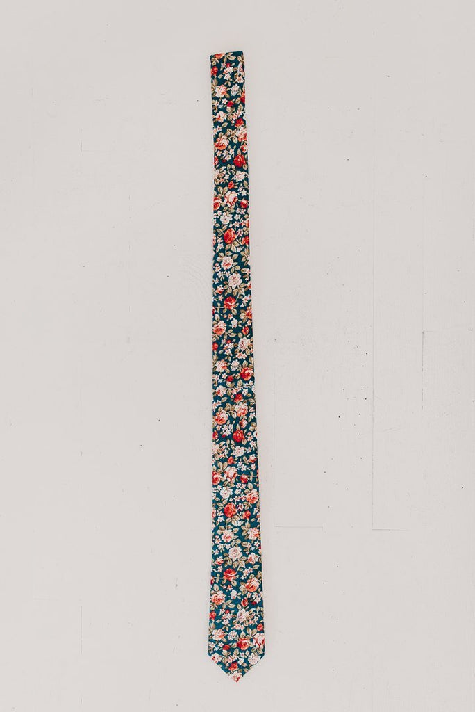 Skinny Tie-Teal New Floral