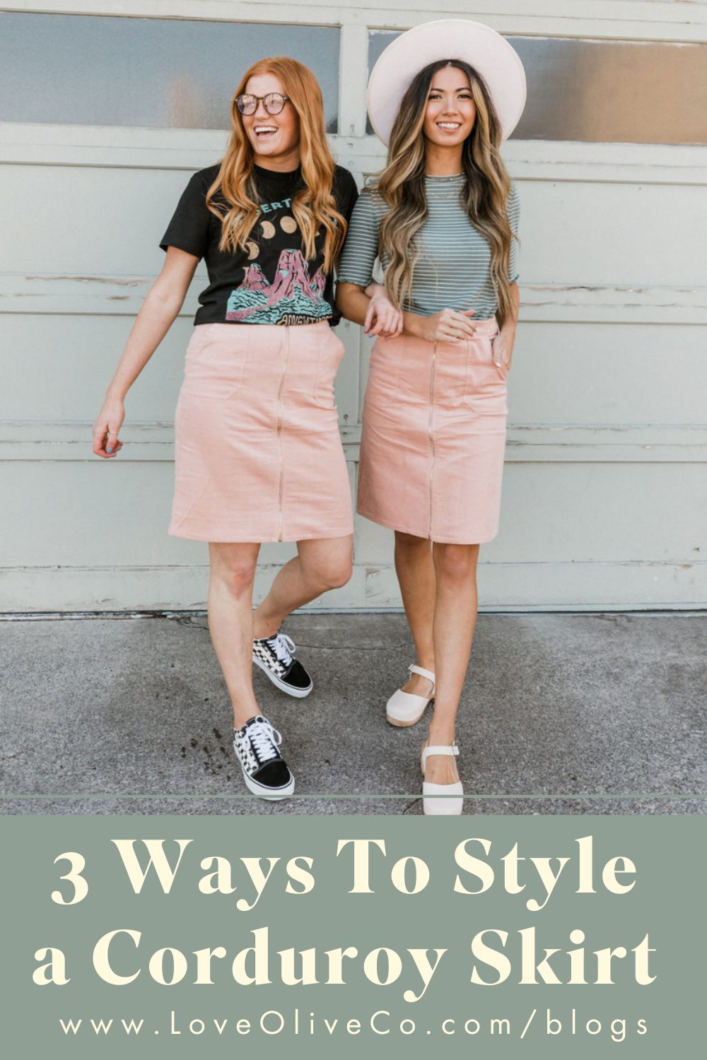 3 Ways to Style a Corduroy Skirt www.loveoliveco.com