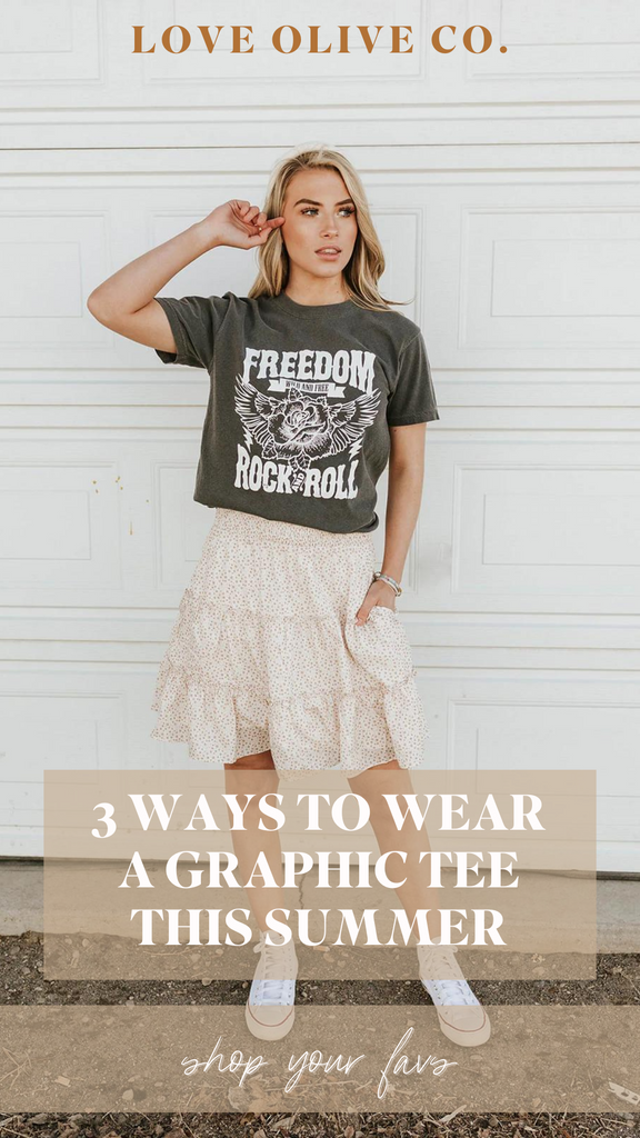 3 ways to wear a graphic tee this summer. www.loveoliveco.com