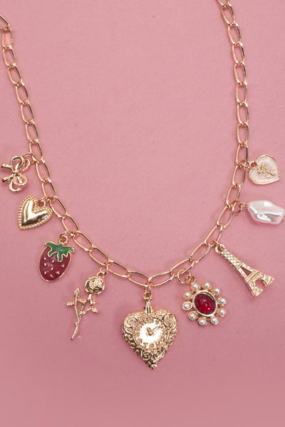 Caroline Charm Necklace-Gold