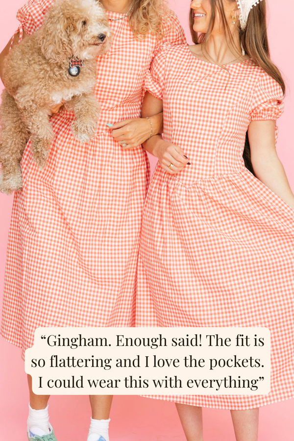 Addilyn Dress-Orange Gingham