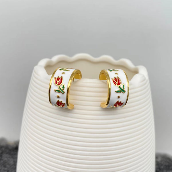 Tulip Hoop Earrings-18K Gold Plated