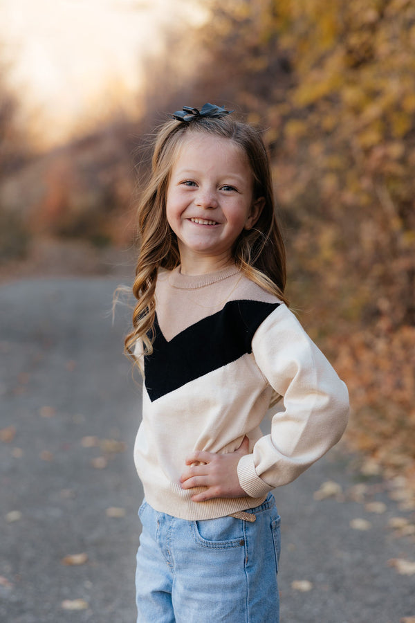 Little Girl's Wally Sweater-Cream/Black/Tan