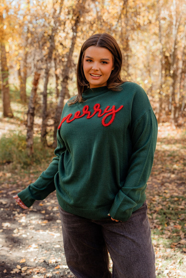 Merry Sweater-Hunter Green/Red