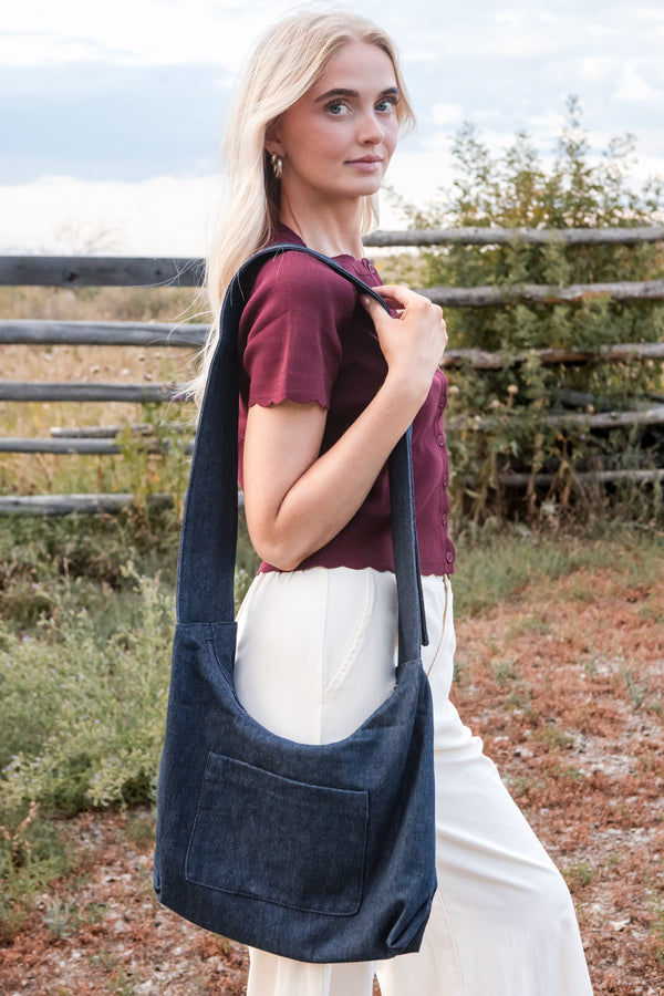 Thread Mini Slouchy Bag-Denim