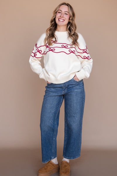 Beautiful Bow Sweater-Ivory