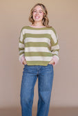 Sariah Sweater-Olive Stripe