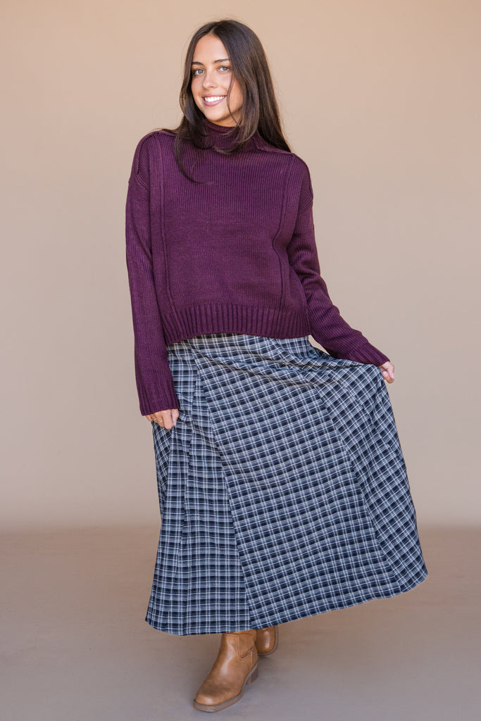 Cora Skirt-Navy Plaid