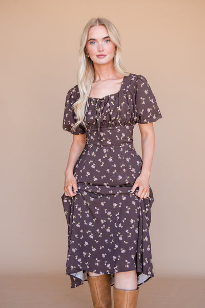 Eva Dress-Brown Floral