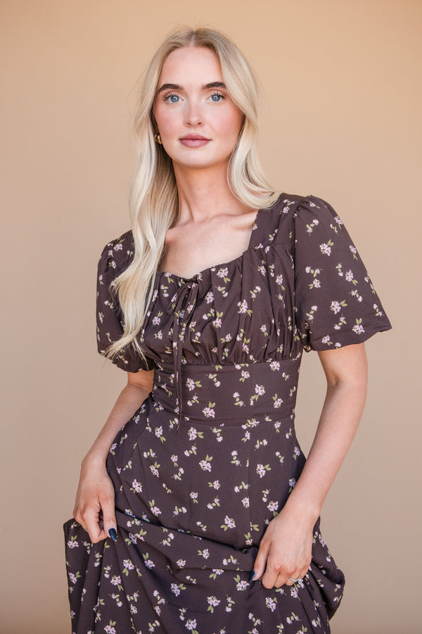 Eva Dress-Brown Floral