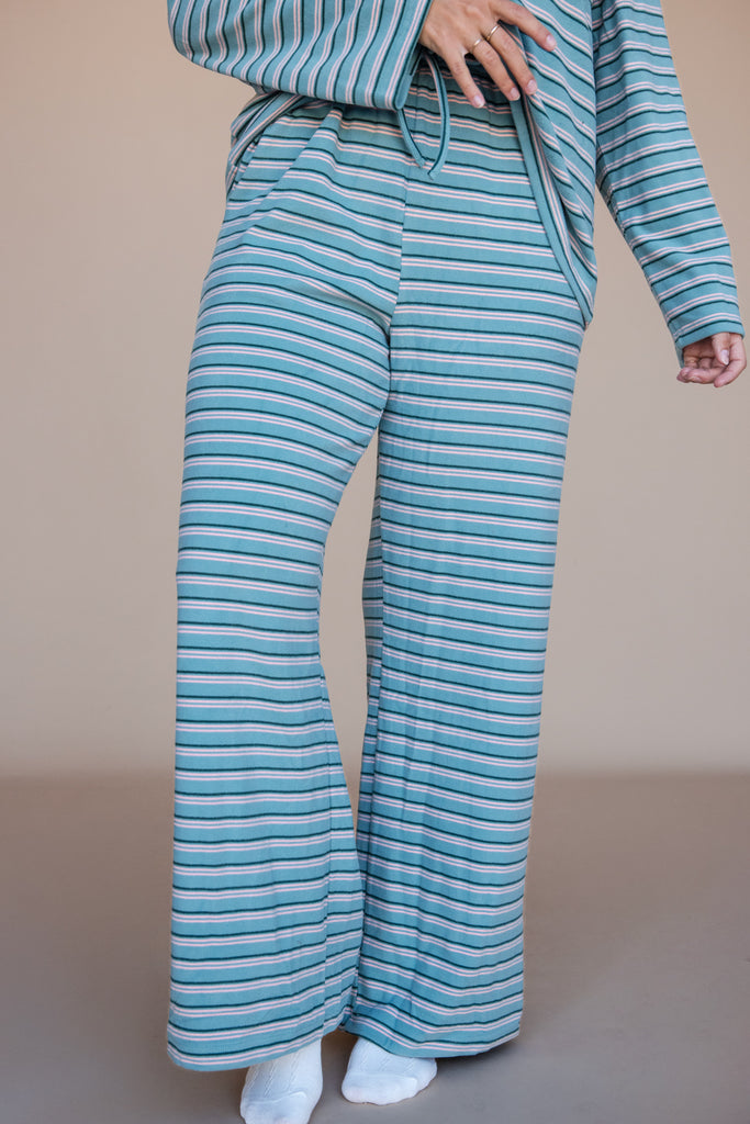 Jessica Pants-Aqua Stripe