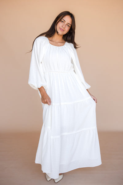 Valerie Dress Long Sleeve-White