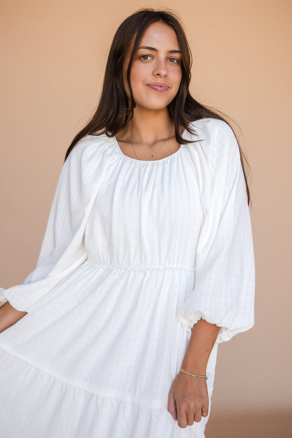Valerie Dress Long Sleeve-White