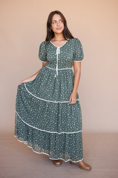 Amanda Dress-Green Floral