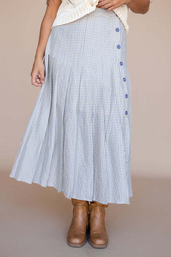 Lucille Skirt-Periwinkle Gingham