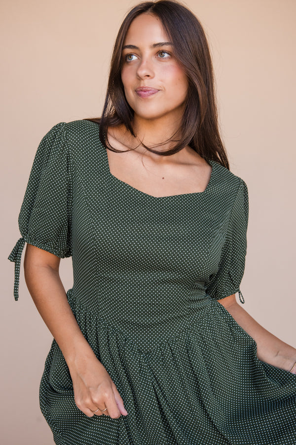 Pamela Dress-Green Dot