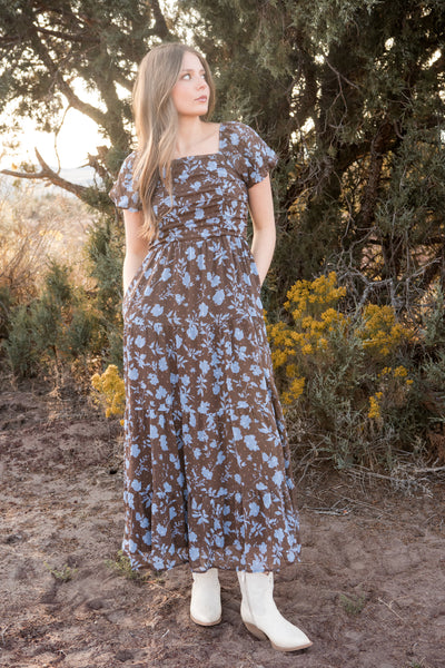 Hyacinth Dress-Brown/Blue