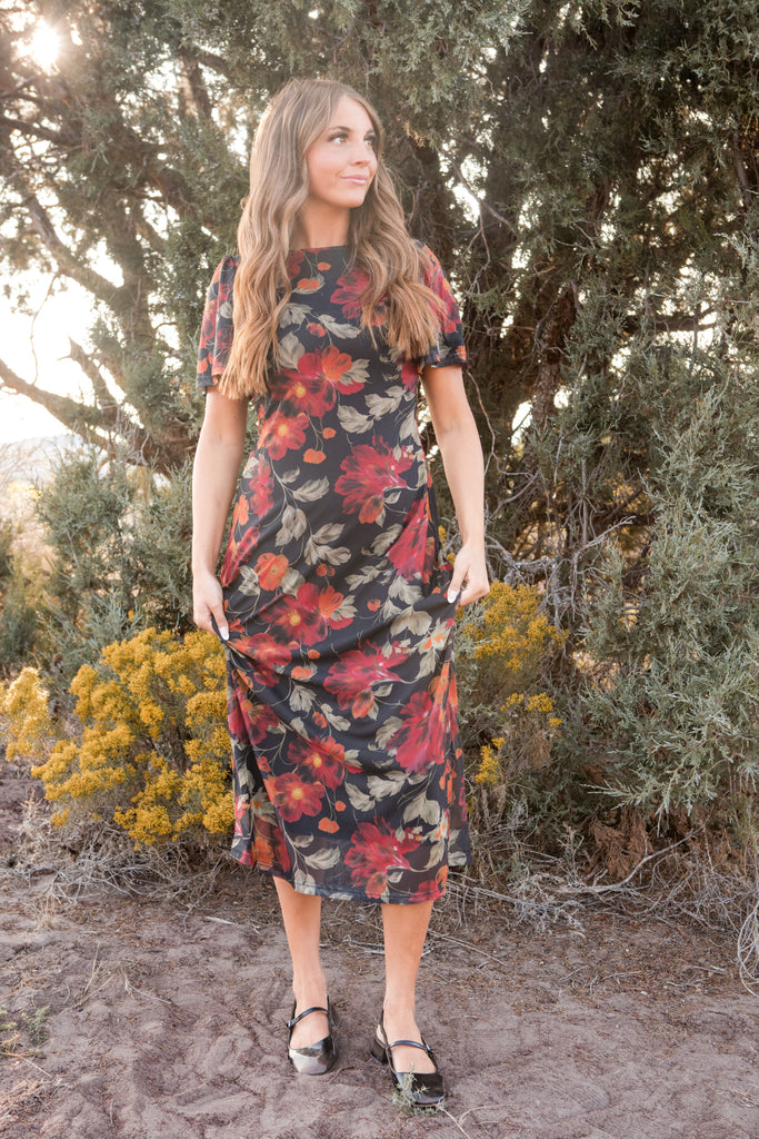 Lyra Dress-Black Floral