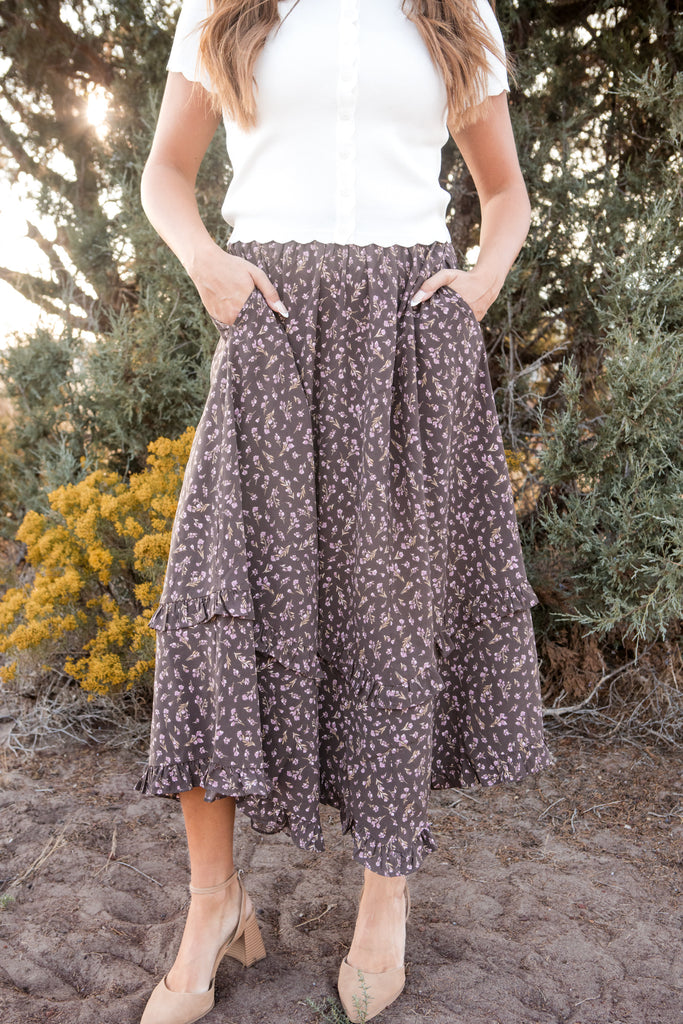 Myla Skirt-Brown Floral