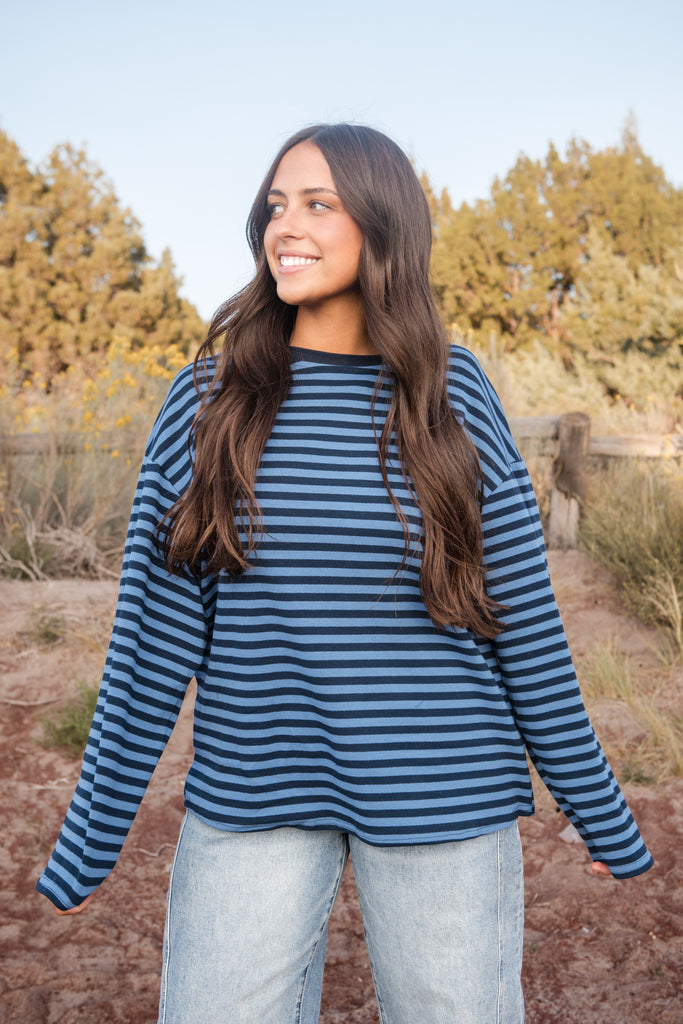 Artie Top-Blue Stripe