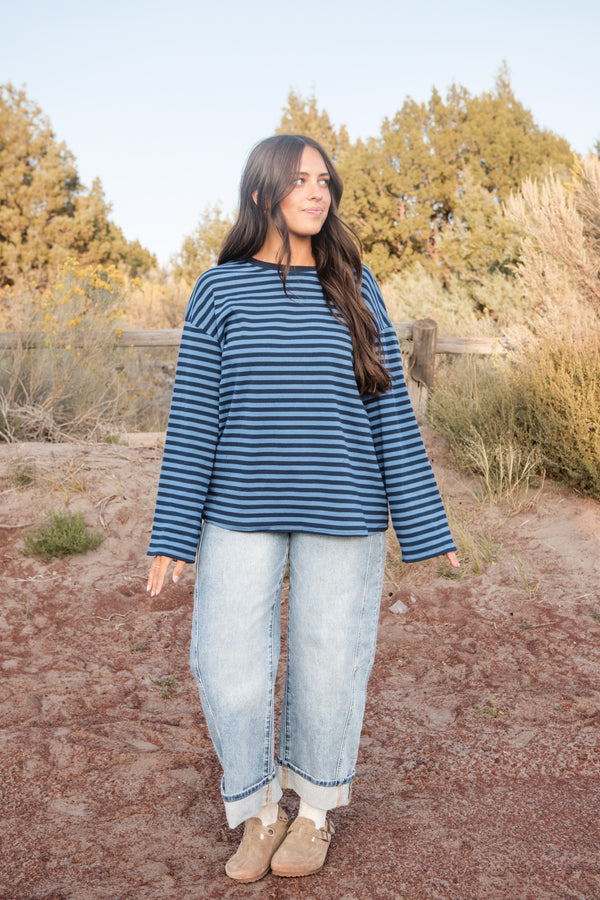 Artie Top-Blue Stripe