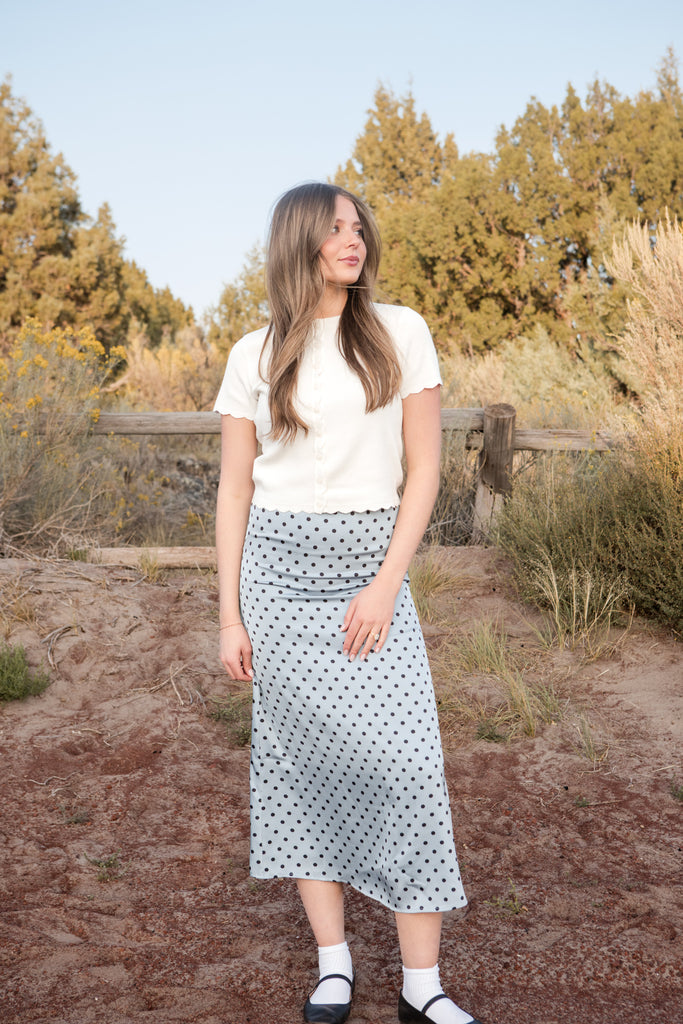 Layla Skirt-Blue Polka Dot