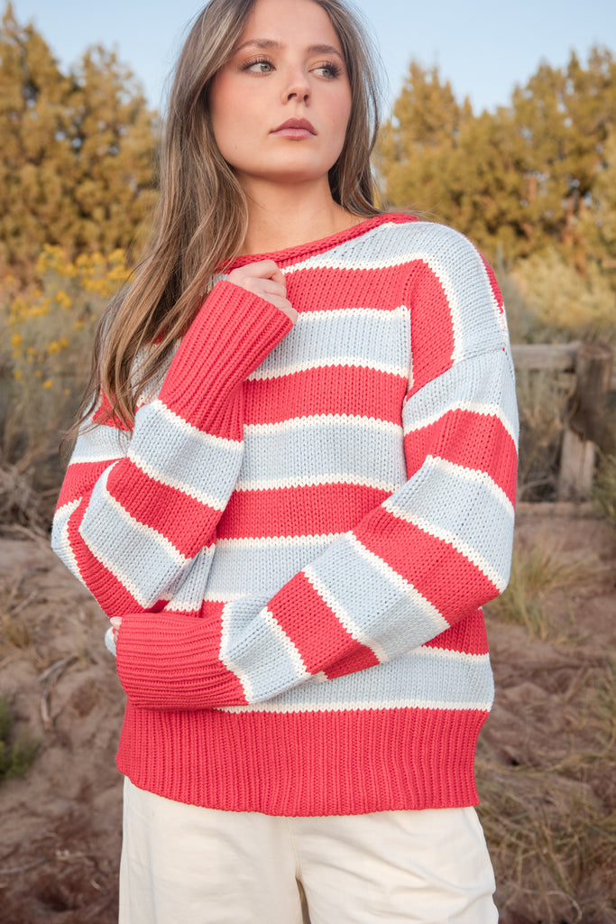 Toni Sweater-Red/Blue