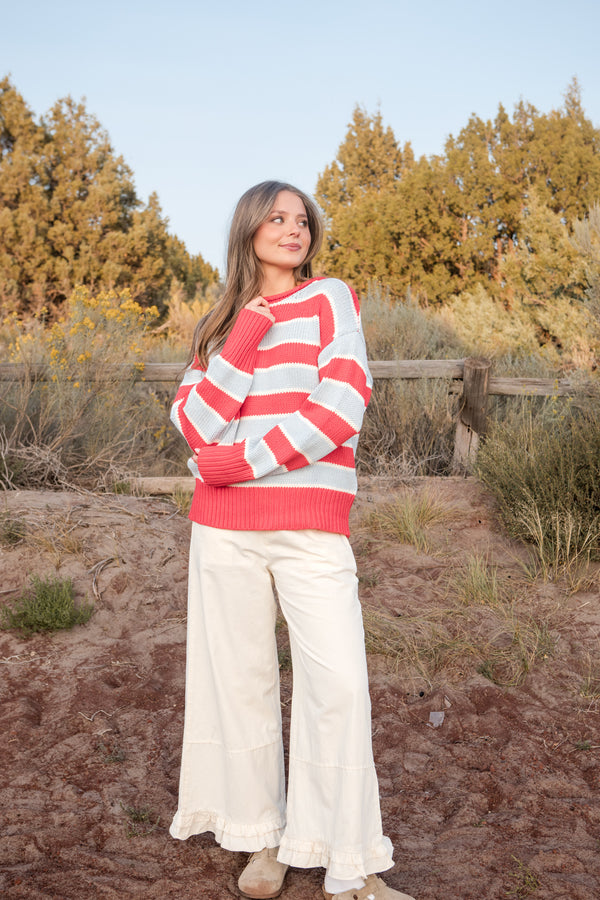 Toni Sweater-Red/Blue