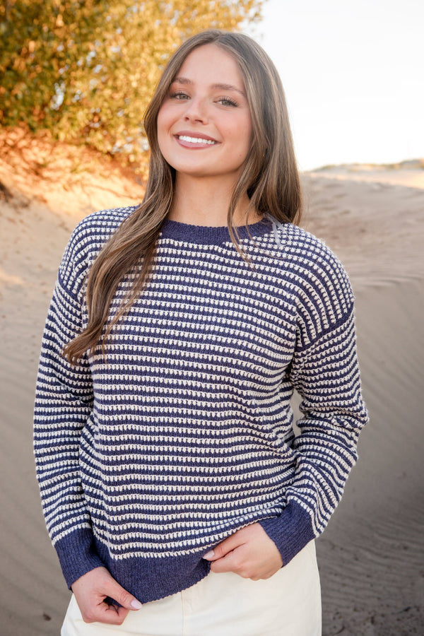 Sheri Sweater-Purple/Ivory