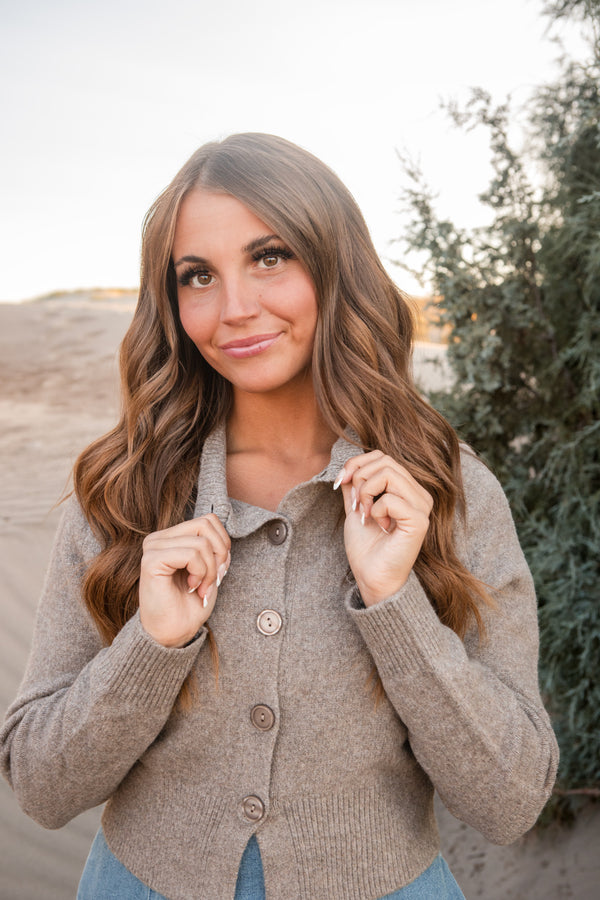 Nelle Cardigan-Taupe