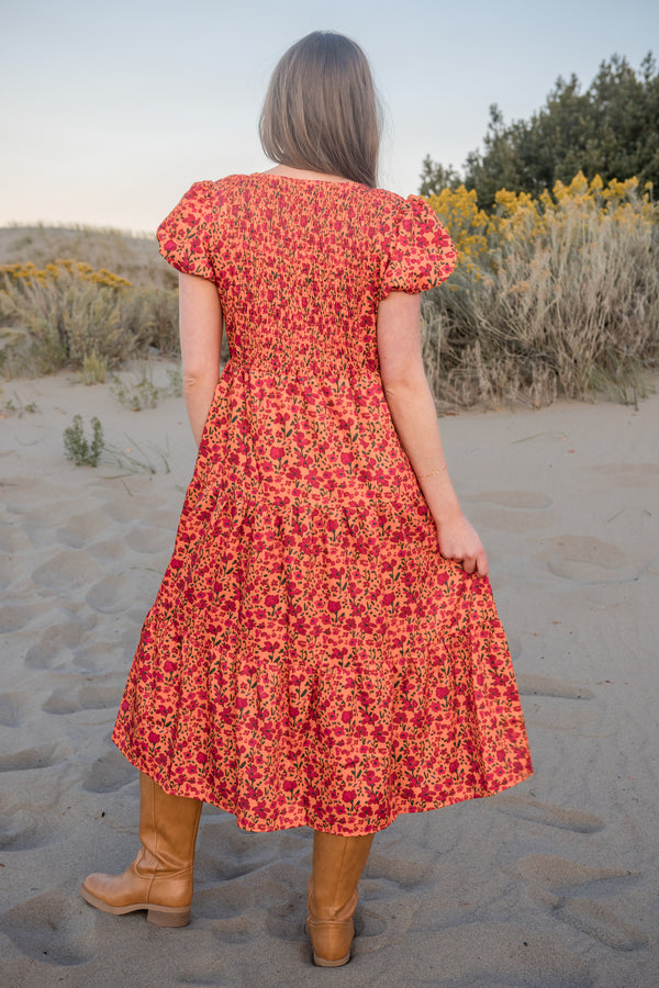 Kylie Dress-Orange Floral
