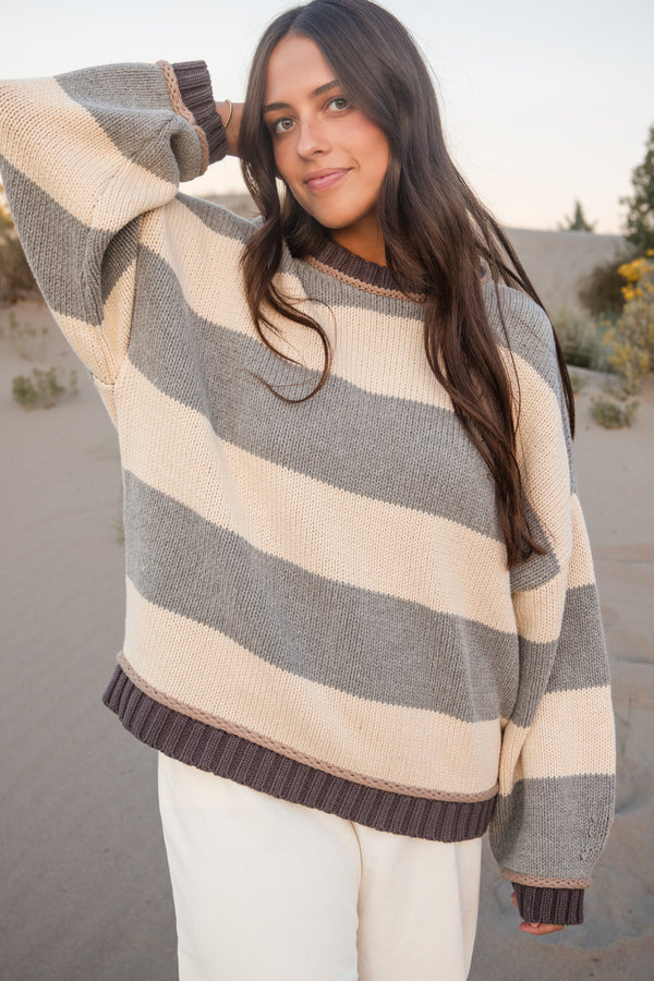 Trixie Sweater-Grey/Cream