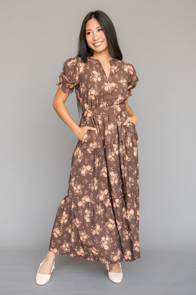 Tara Dress-Brown Floral