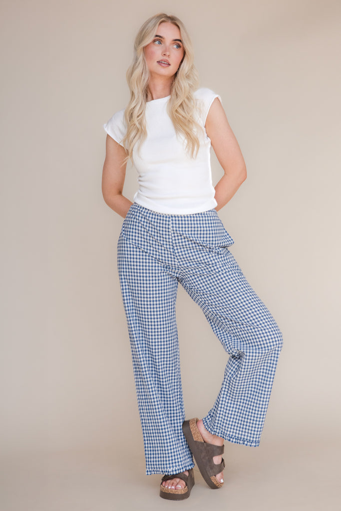 Jolie Pants-Blue Gingham