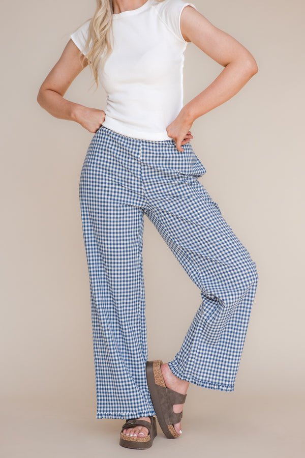 Jolie Pants-Blue Gingham