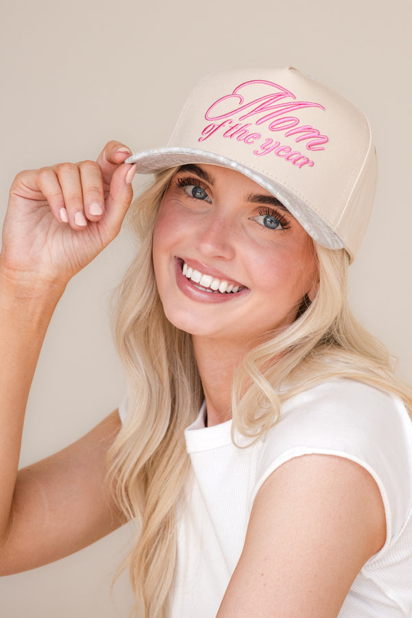 Mom of the Year Trucker Hat-Beige/Camo