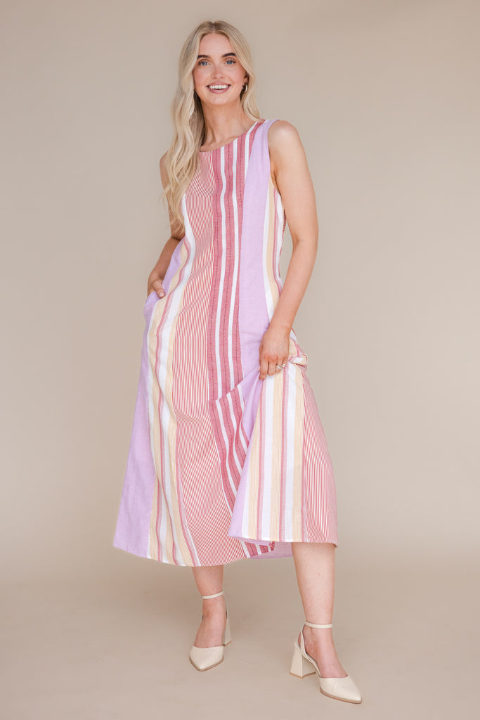 Milan Dress-Red Multi