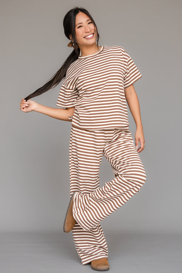 Lesli Top-Brown Stripe