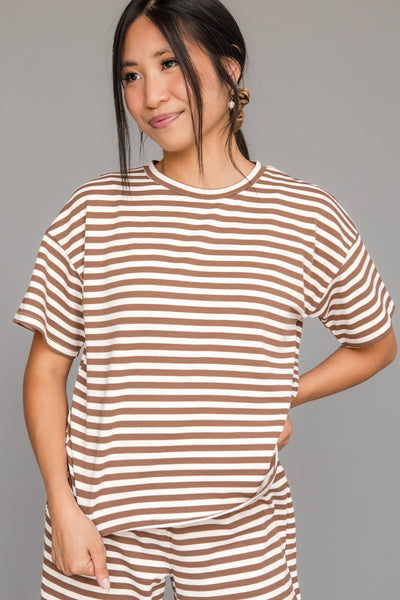 Lesli Top-Brown Stripe