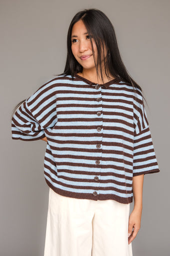 Jillian Cardigan-Blue/Brown
