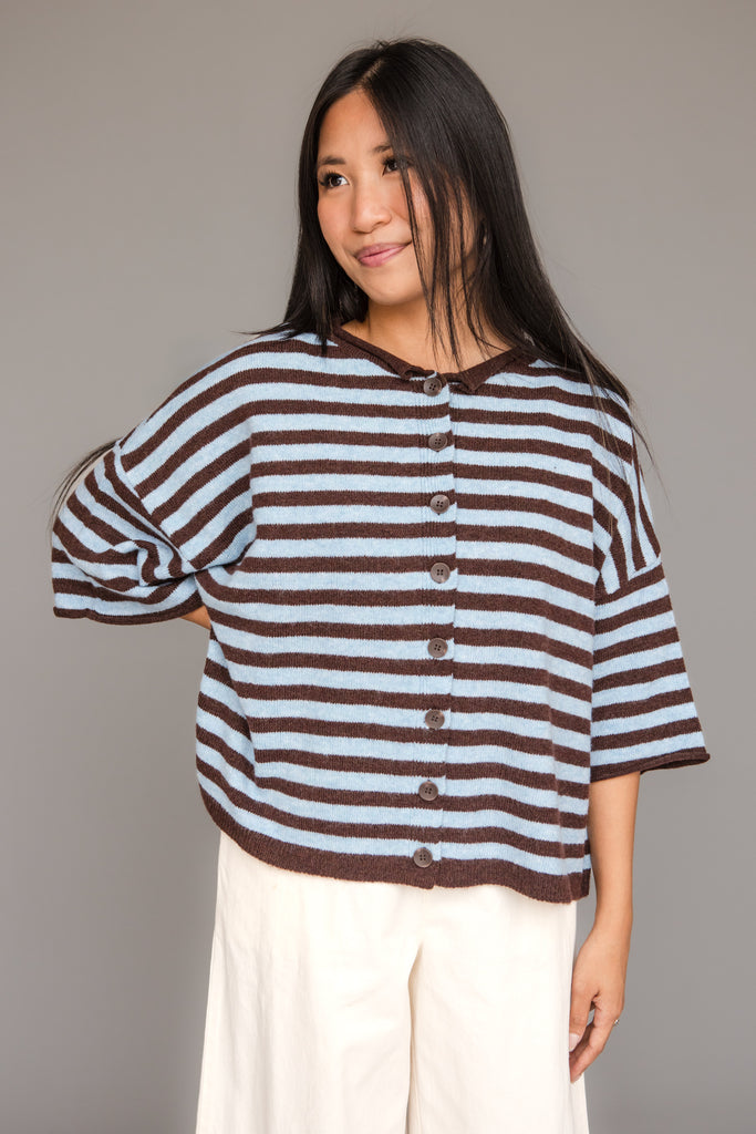 Jillian Cardigan-Blue/Brown