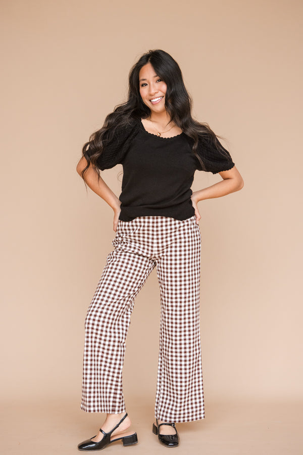Hattie Pants-Brown Gingham