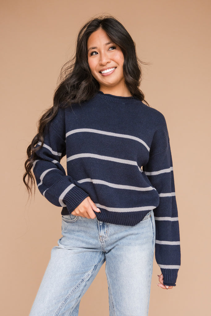 Cory Sweater-Navy Stripe