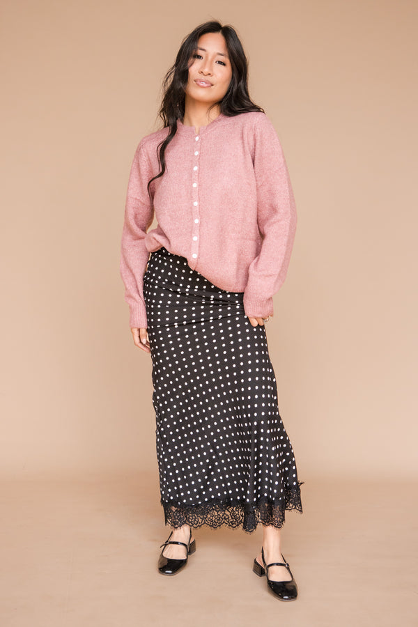 Polly Skirt-Black Polka Dot