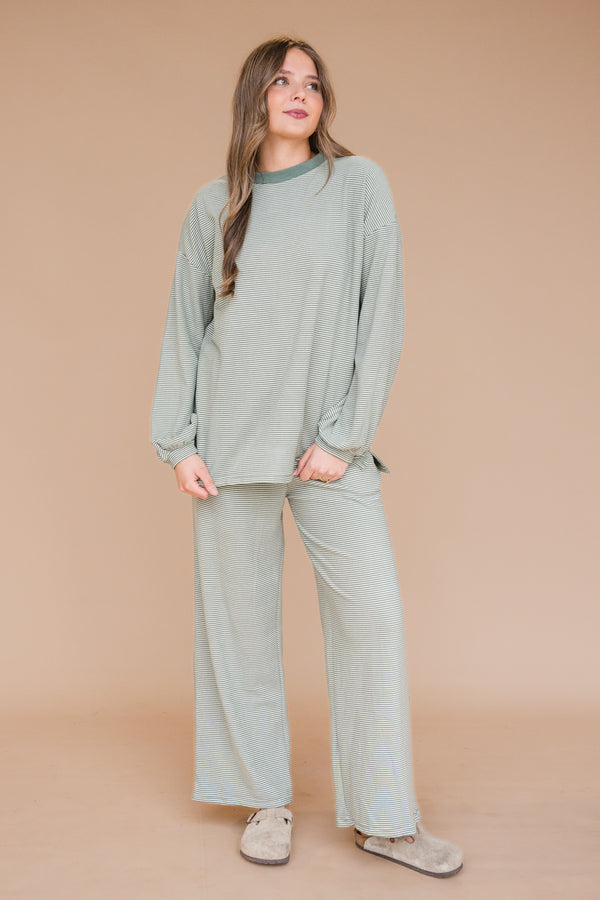 Olivia Pullover-Green Stripe