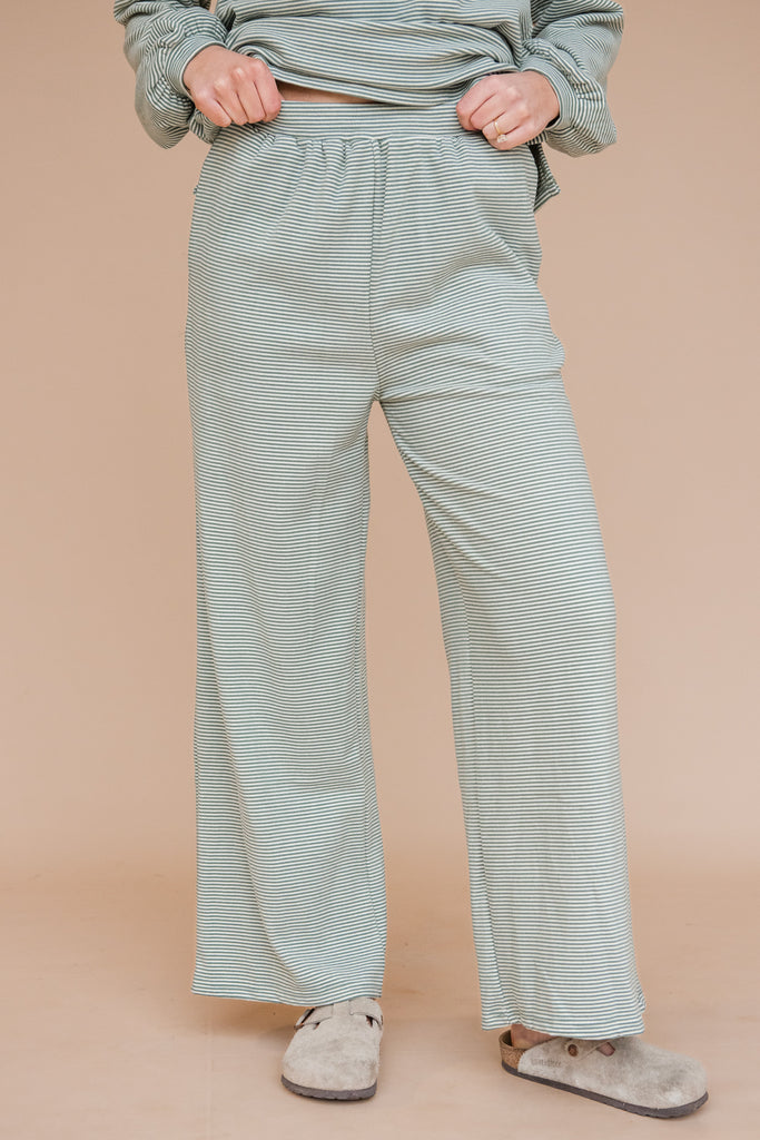 Olivia Pants-Green Stripe