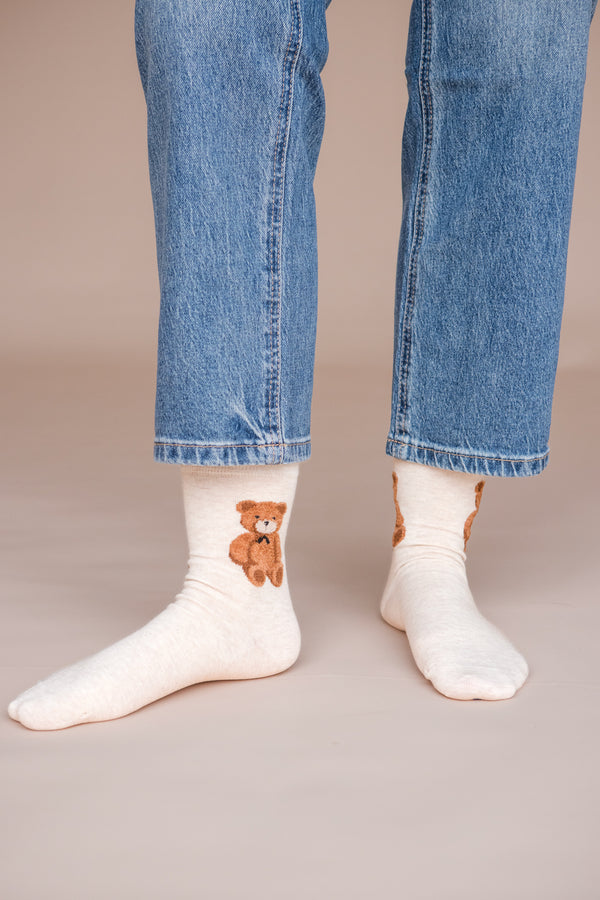 Teddy Socks-Beige